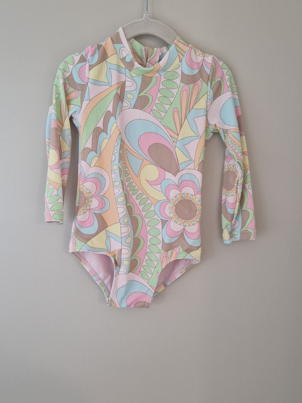 Seed Heritage Pastel Floral Paisley Long Sleeve One-Piece Swimsuit